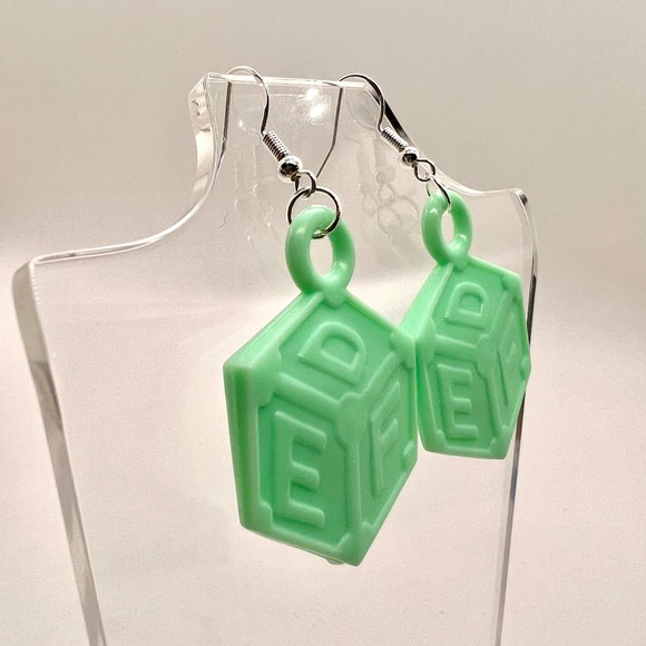Baby Alphabet Block Earrings - Baby Shower Earrings - DDLG Earrings - Picture 6 of 11